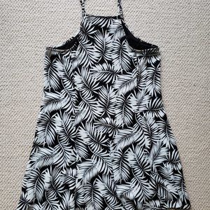Strappy Leaf Print Chiffon Mini Dress Sz Small